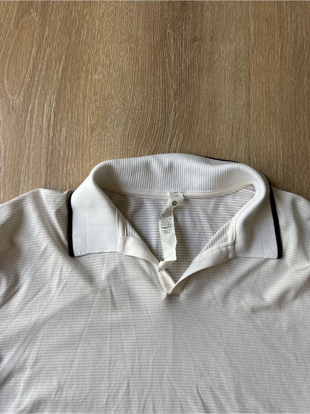 Women's Lululemon White Polo Crop Top with Contrast Trim